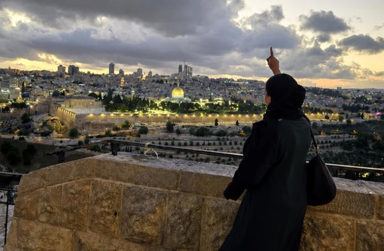 Bana Gora overlooking Jerusalem during the Muslim Women’s Council Al Aqsa visit, June 2025