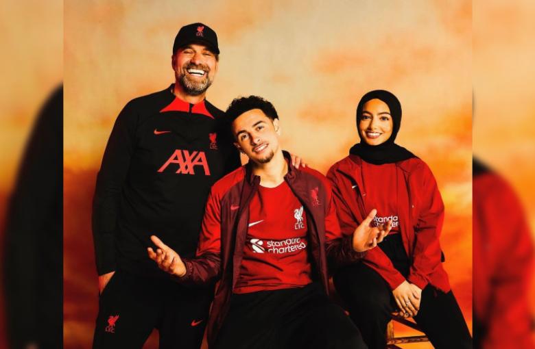 Liverpool kit launch photo shoot featured Hijabi model
